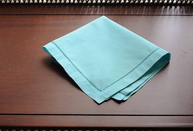 Island Paradise Blue Hemstitch Handkerchiefs. 13"x13". - Click Image to Close